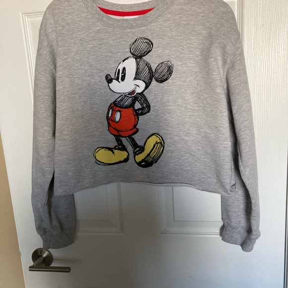 Disney Mickey Mouse Crop Sweatshirt, Grey, Size: L, Vintage - Picture 9 of 9